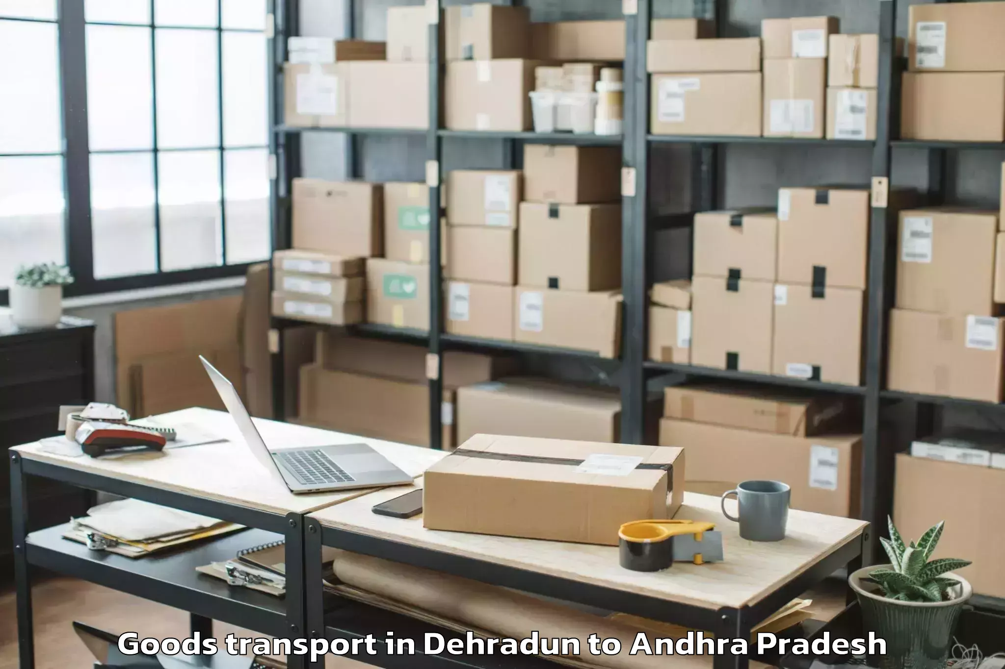 Book Dehradun to Pellakur Goods Transport